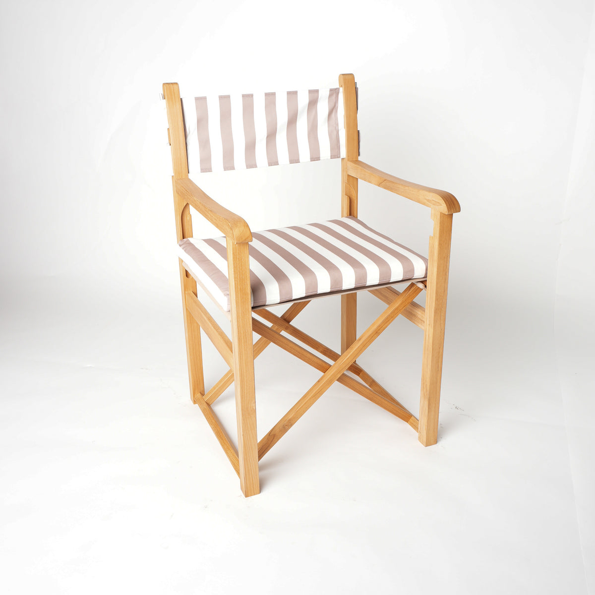 variant-only: Haväng regissörsstol med beige- och vitrandigt tyg